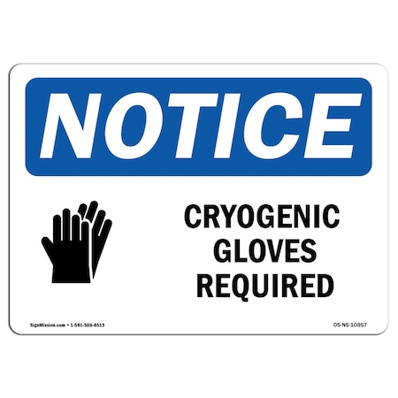 Signmission OSHA Sign, Cryogenic Gloves Required With, 5in X 3.5in Decal, 10PK, 5" W, 3.5" H, Landscape, PK10 OS-NS-D-35-L-10857-10PK